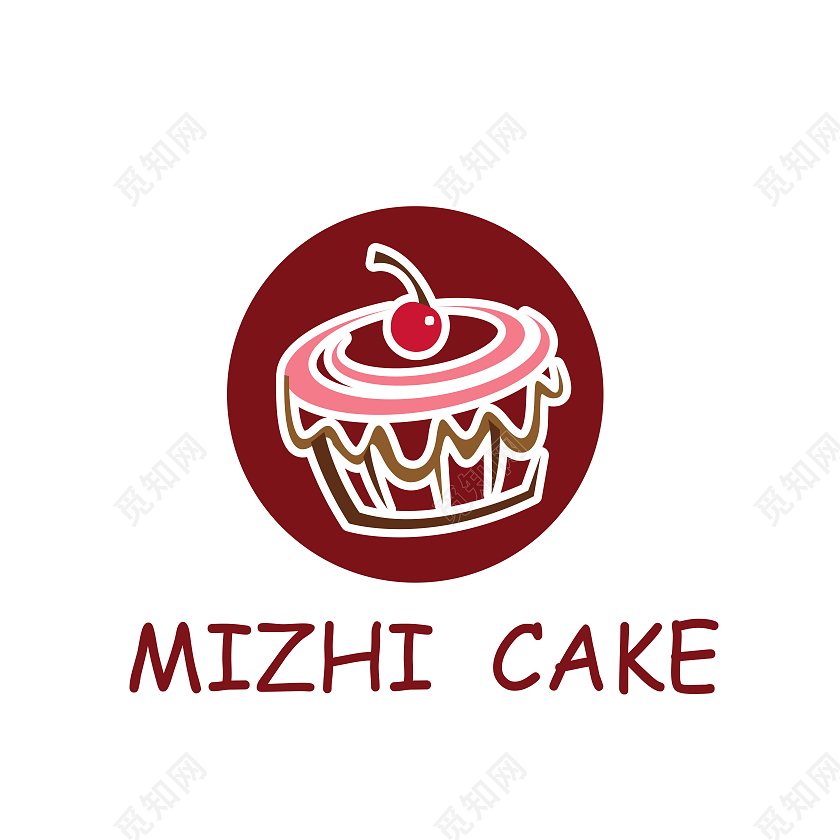 甜品logo蛋糕棕色樱桃甜品cake