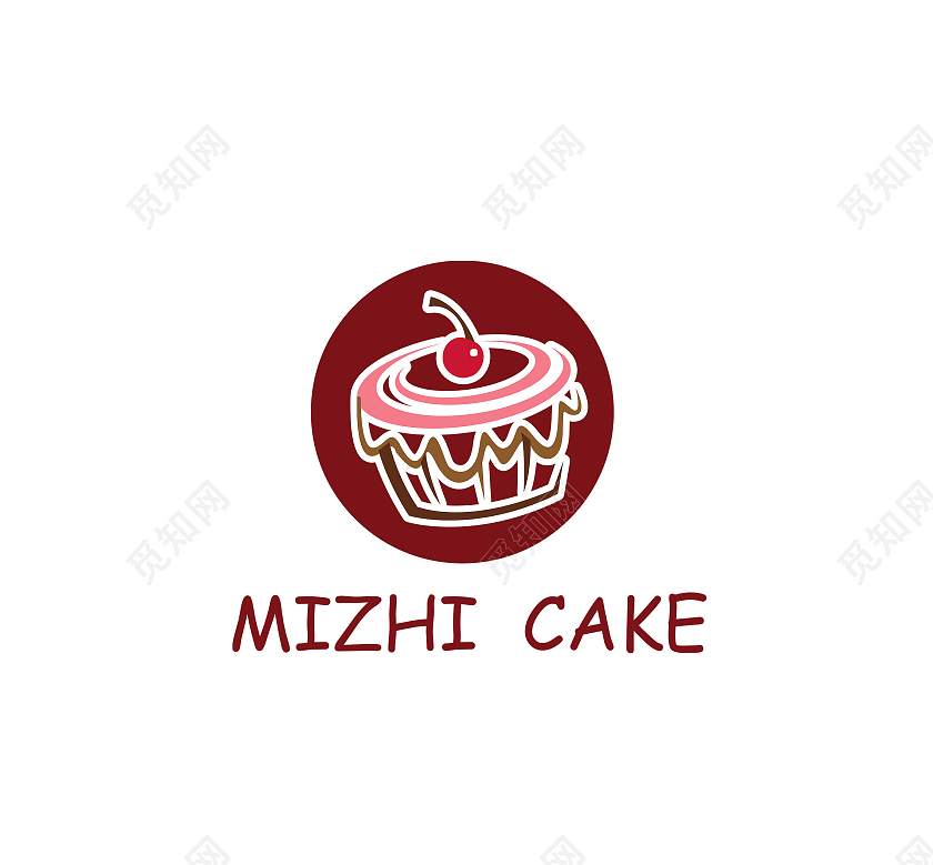 甜品logo蛋糕棕色樱桃甜品cake