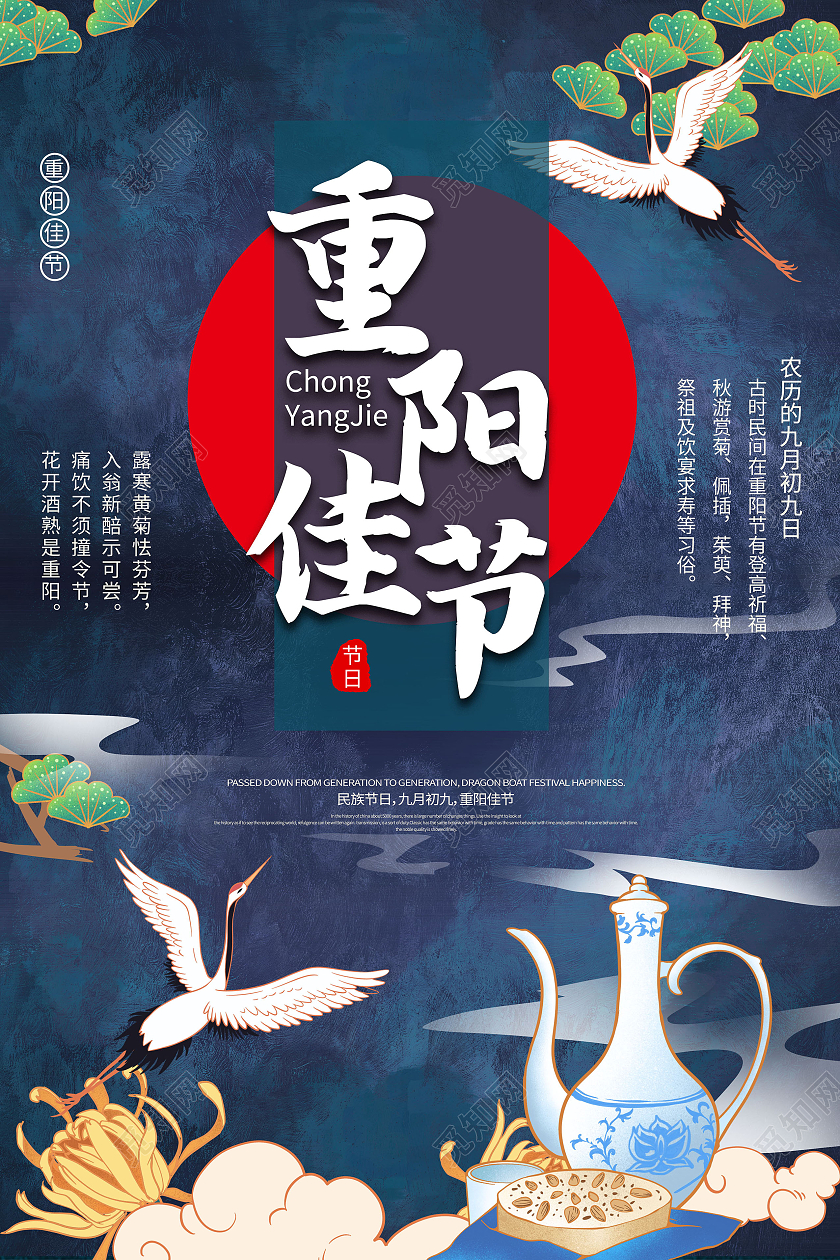中国传统节日九九重阳节老人节海报国潮重阳节海报
