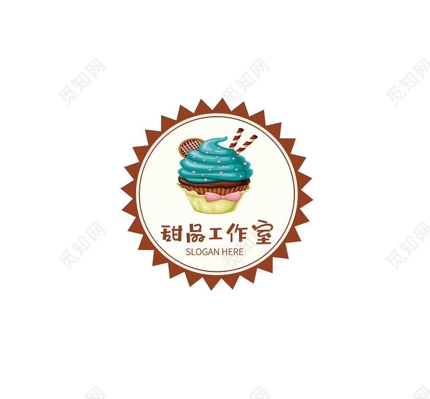 甜品工作室简约大气圆形标签LOGO甜品logo