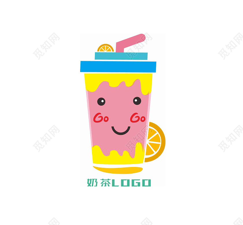 蓝色奶茶奶茶标识奶茶LOGO奶茶店奶茶logo
