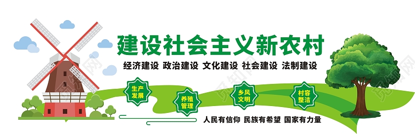 绿色清新自然新农村文化墙建设新农村