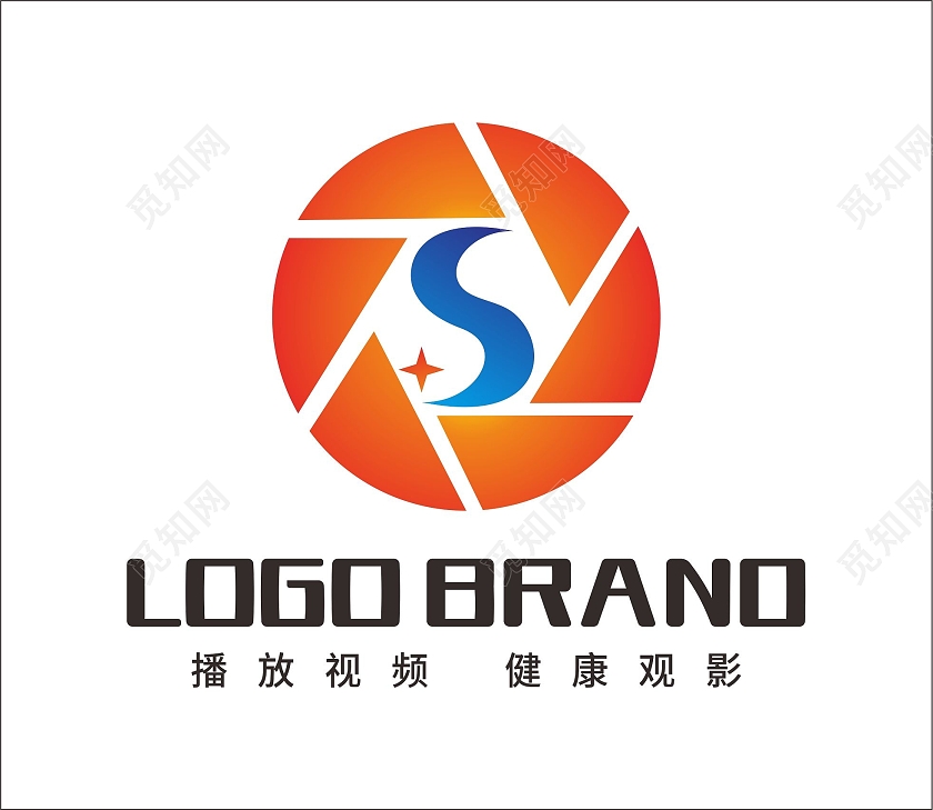 红色紫色典雅播放器高端商标字母logo