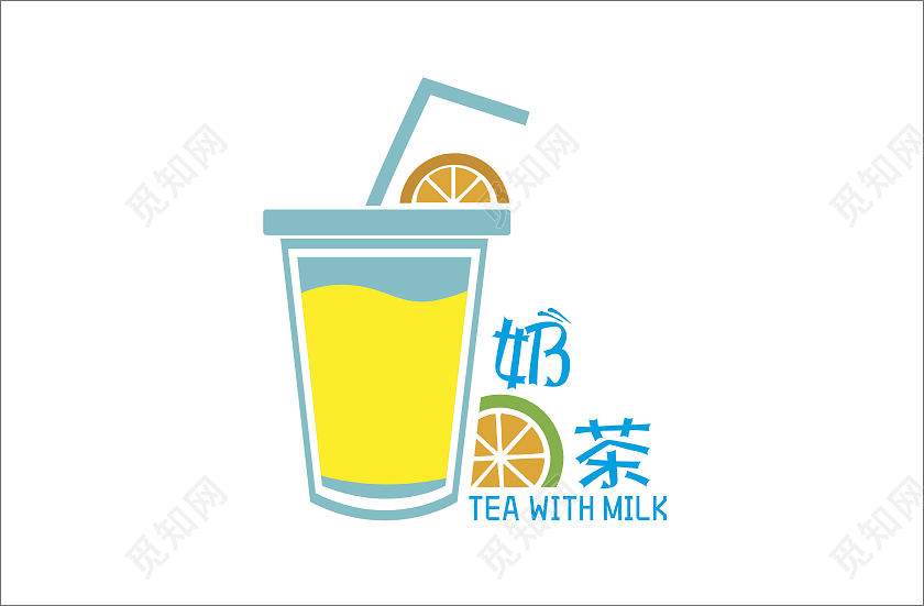 蓝色黄色橙色奶茶奶茶标识奶茶LOGO奶茶店奶茶logo