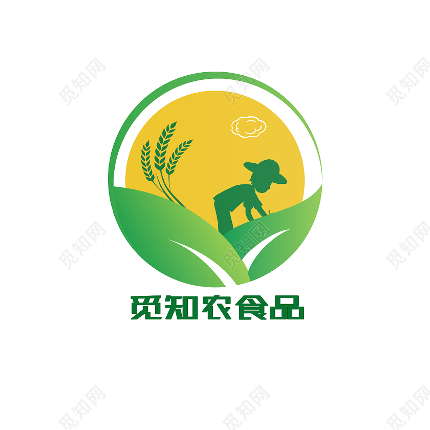 绿色剪影粮食农产品食品商标标志LOGO粮食logo