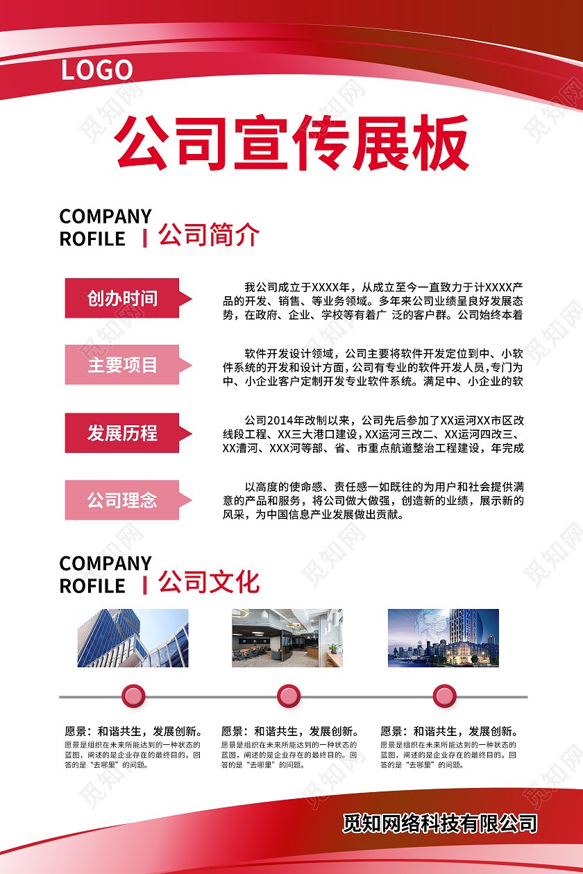 红色简约大气商务公司宣传展板公司红色制度