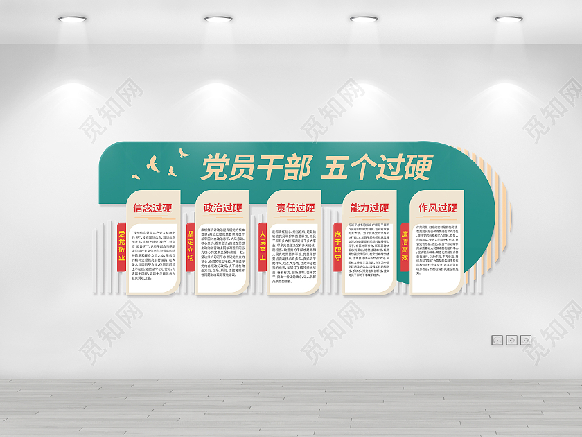 绿色创意简洁大气党员干部五个过硬宣传文化墙设计五个过硬文化墙