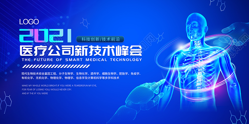 蓝色医学医疗科技医学学术论坛医学新技术医学交流论坛展板