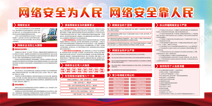 红色卡通网络安全宣传周网络安全为人民网络安全靠人民网络安全宣传周宣传栏