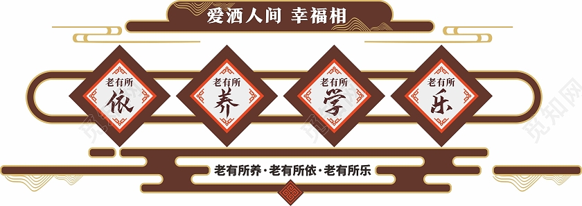 咖啡色简约大气百善孝为先养老院文化墙