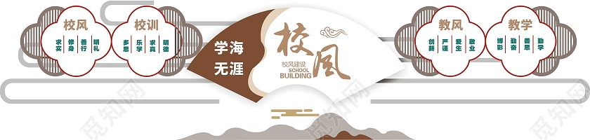 简约明快校风校训文化墙三风一训