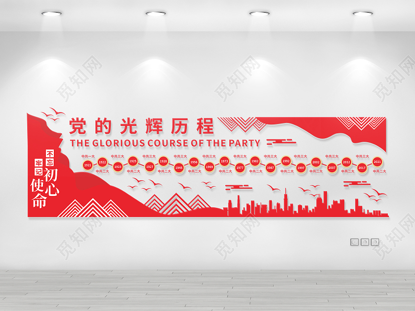 红色党建不忘初心牢记使命跟党走党的光辉历程文化墙
