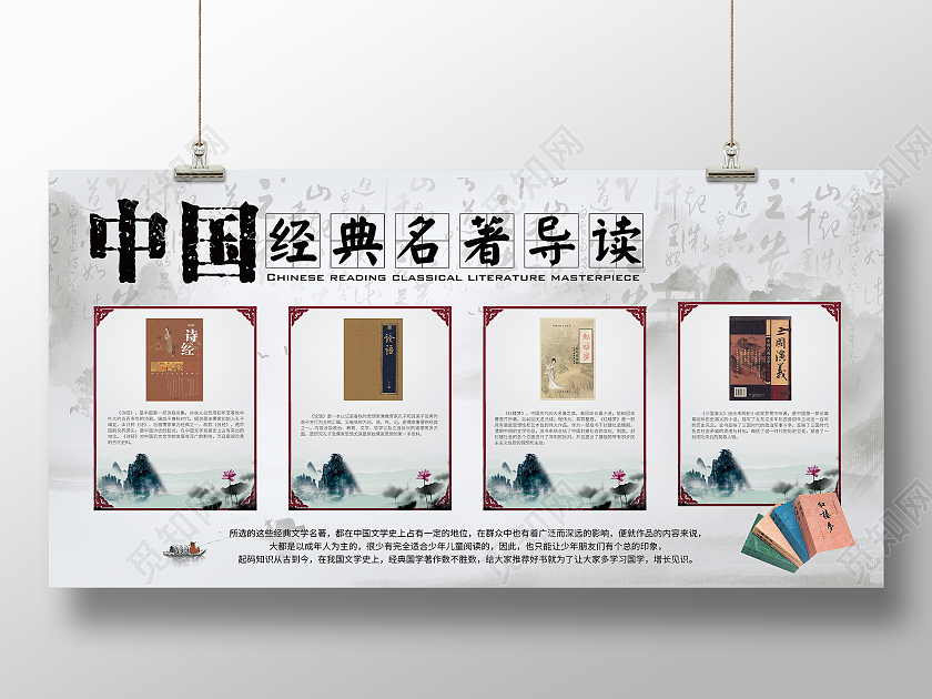 中国名著导读红楼梦四大名著推荐展板