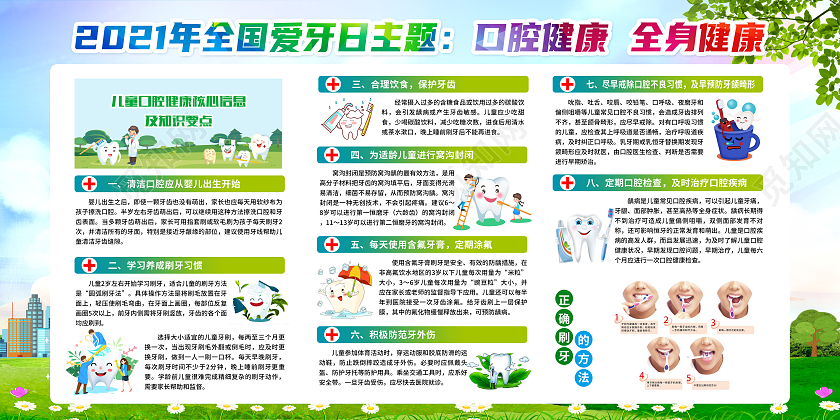 蓝色几何风格2021全国爱牙日宣传展板全国爱牙日宣传栏
