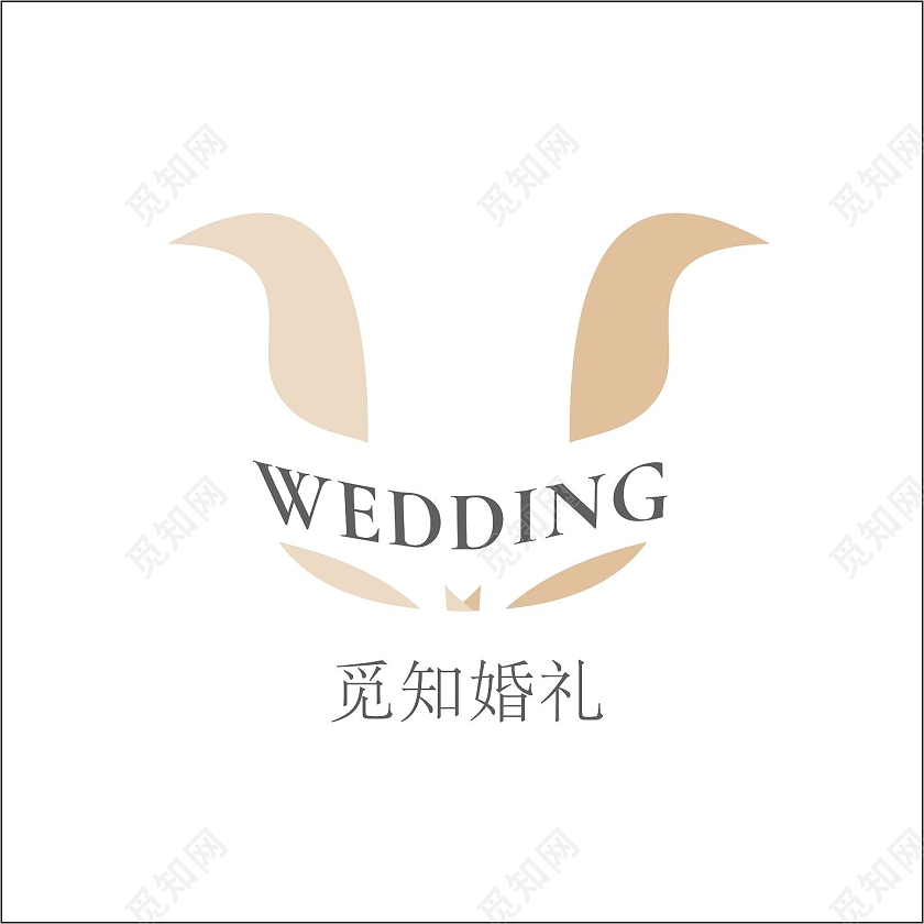 暖色花瓣兔子简约觅知婚礼婚礼logo