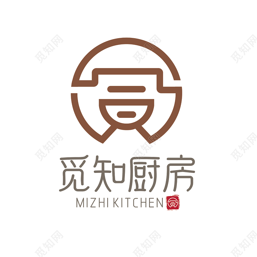 褐色传统古风厨房餐饮食府汉字锅餐饮logo