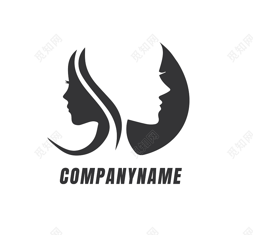 单色剪影美妆logo美容美妆侧脸剪影logo设计