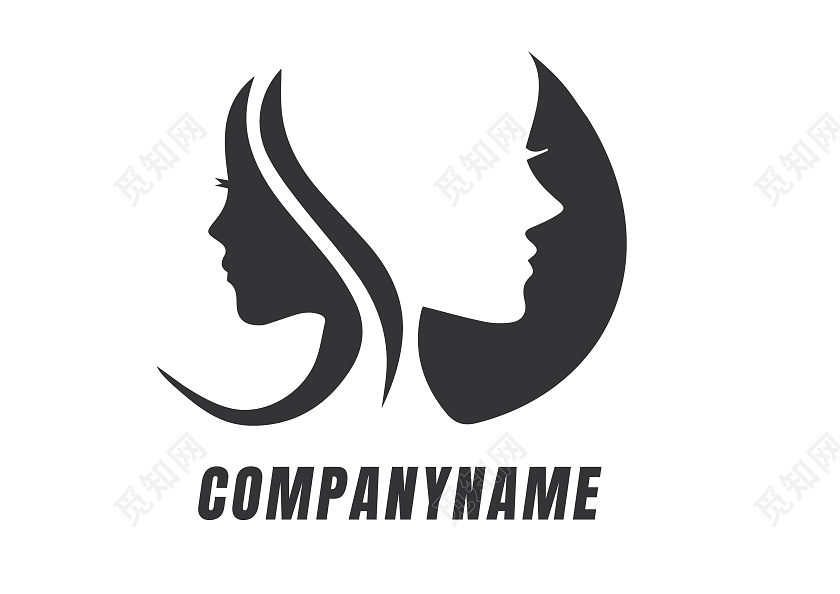 单色剪影美妆logo美容美妆侧脸剪影logo设计