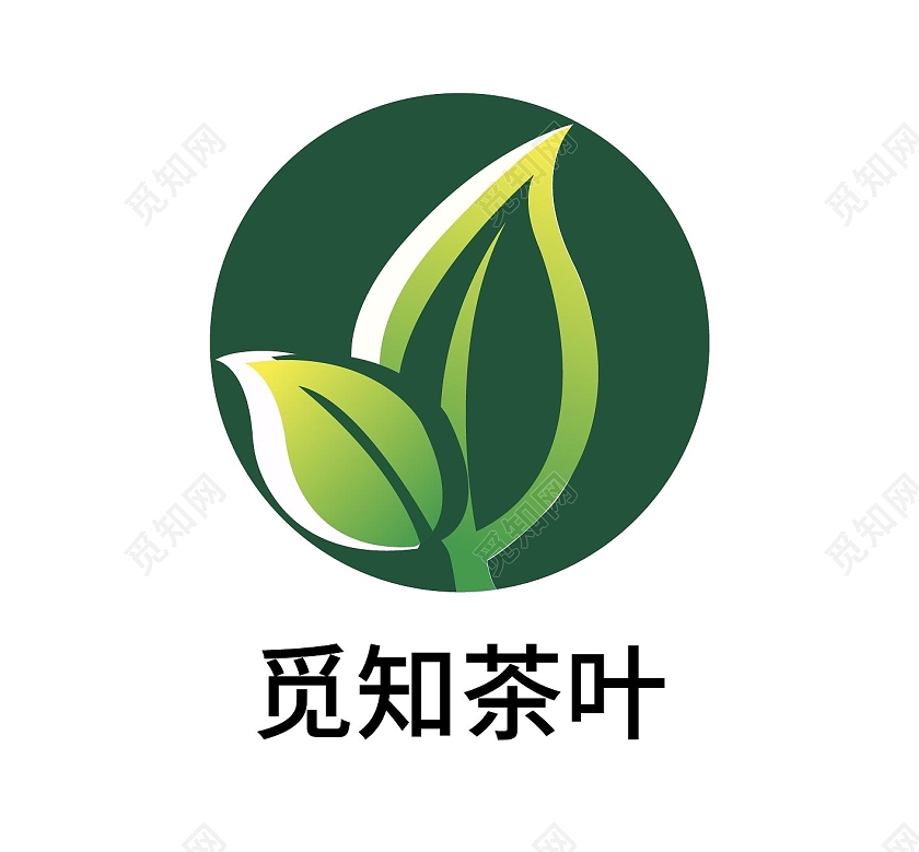 黄绿色简洁风格茶叶圆形茶叶logo