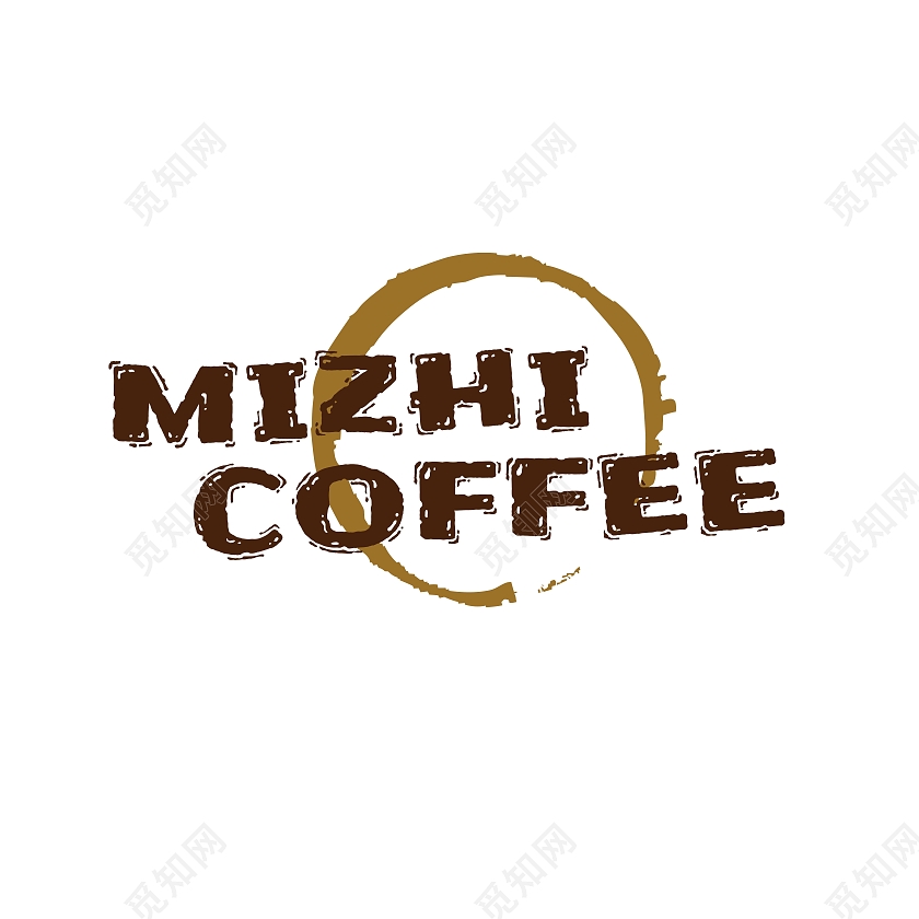 褐色剪影文字排版觅知咖啡logo设计logo设计