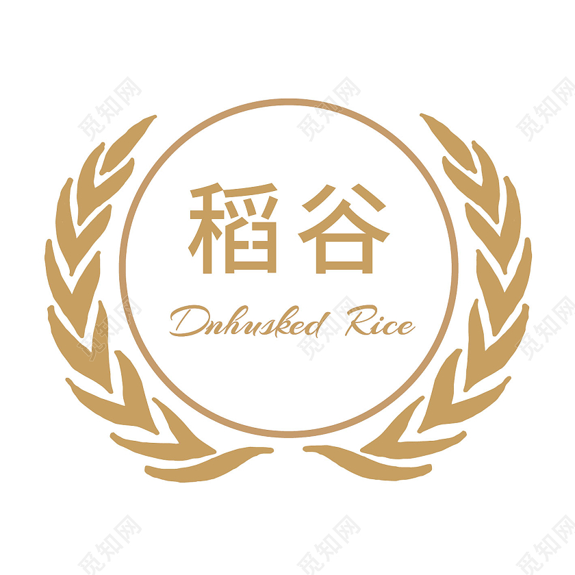 透明色背景麦穗围成圆突出稻谷果实累累丰收的景象粮食logo
