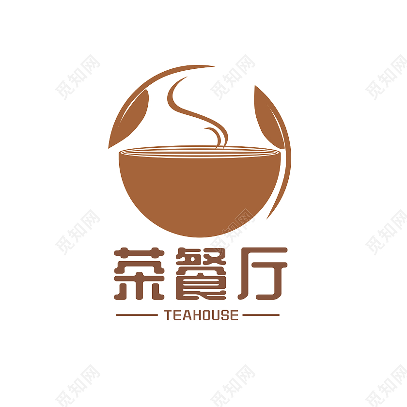 咖色喝茶茶点餐厅餐饮饭碗茶叶港式餐饮logo