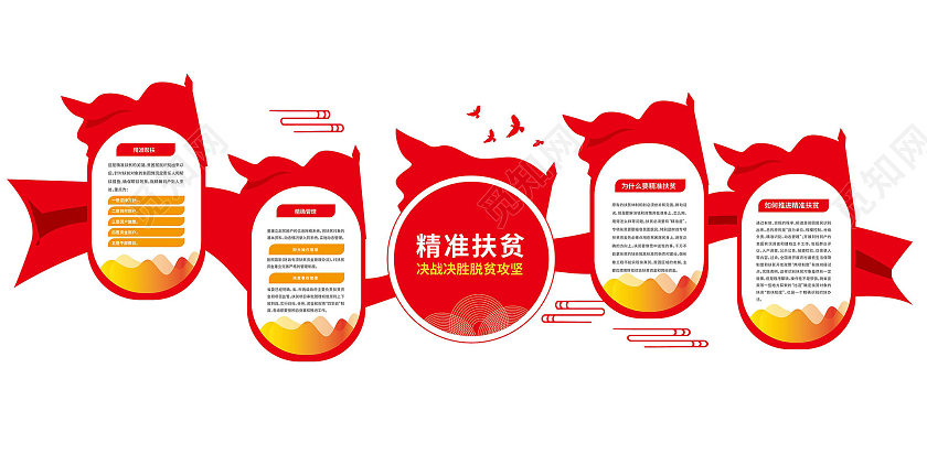 红色创意大气简洁精准扶贫宣传红色文化墙设计精准扶贫文化墙