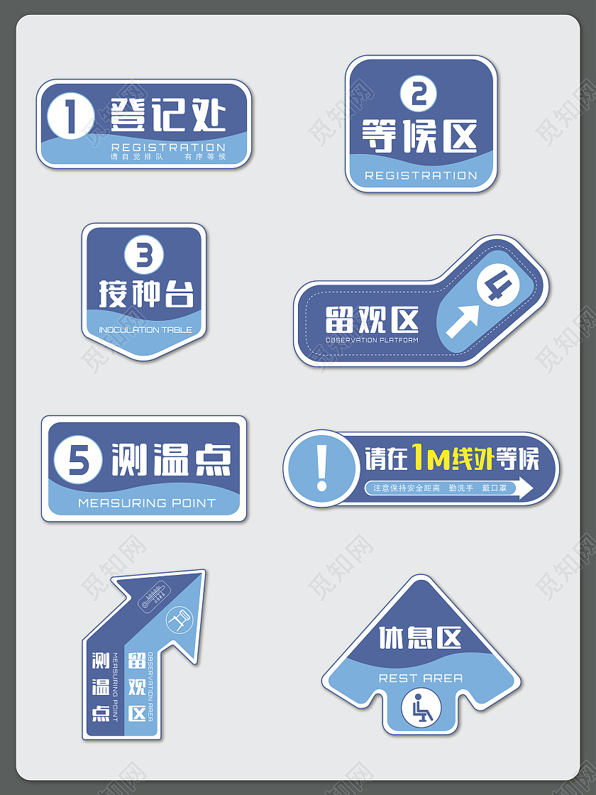 蓝色简约医院导视医院地贴手举牌