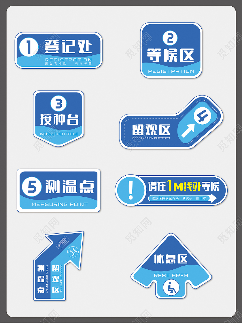 蓝色简约医院导视医院地贴手举牌