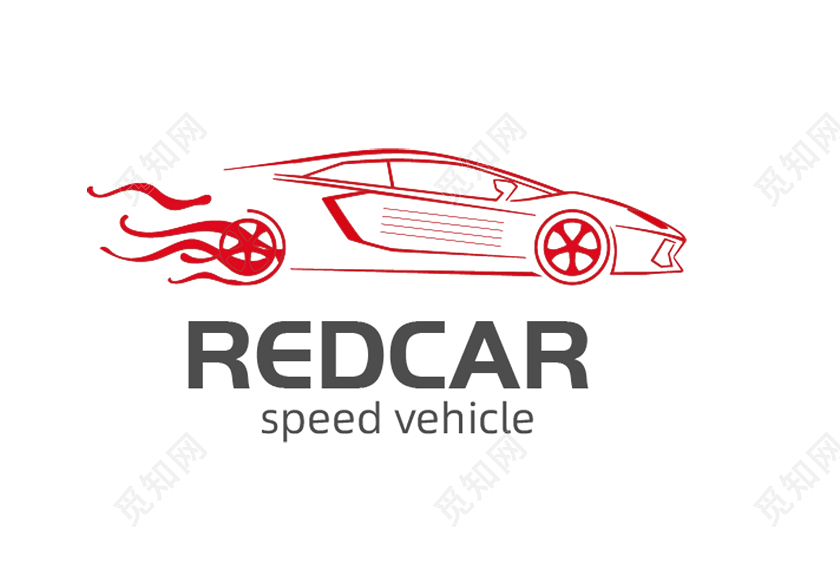 汽车lOGO 简约logo 红色灰色双色logo模板矢量图汽车logo