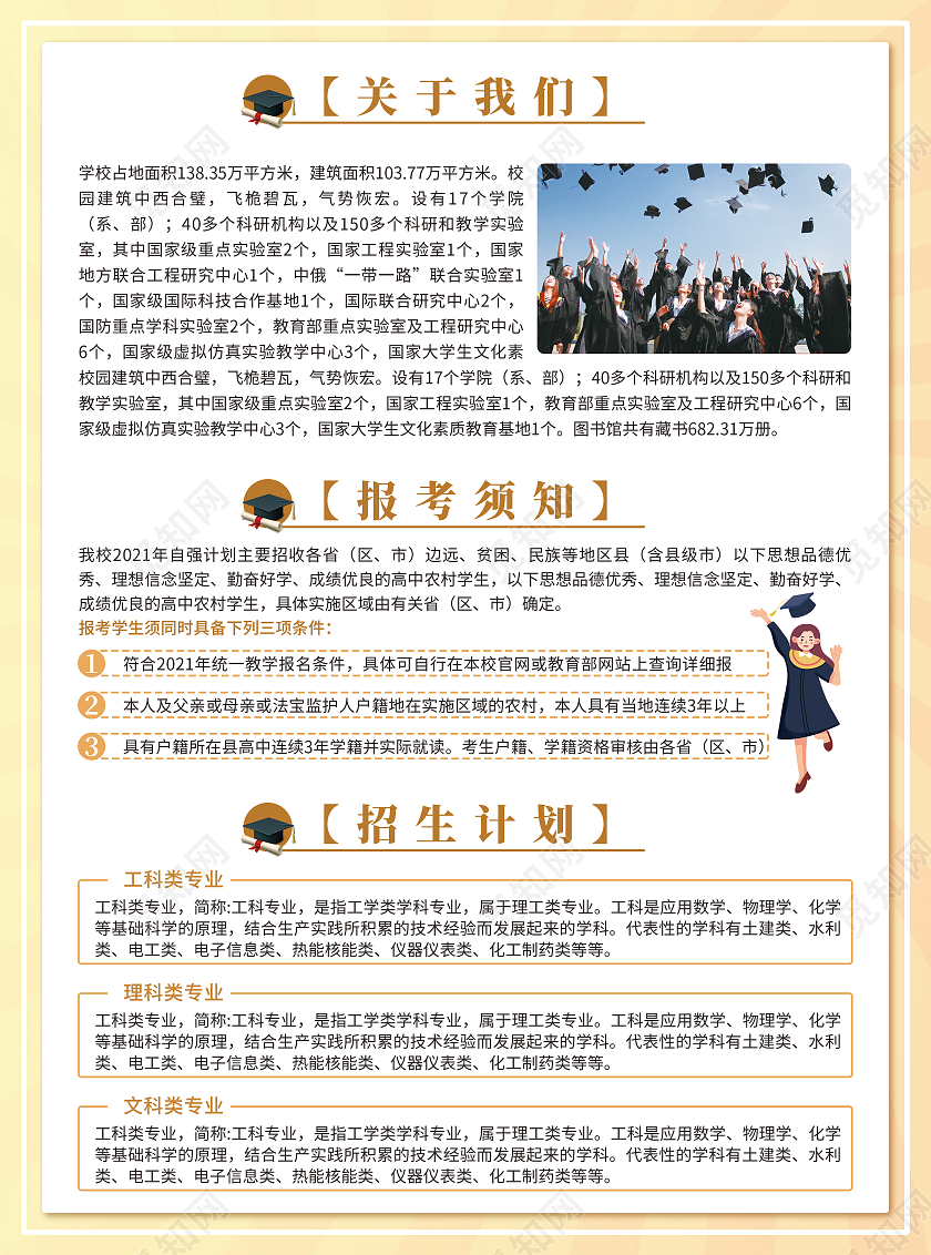 黄色简洁2021艺校职业高中职高招生简章宣传单