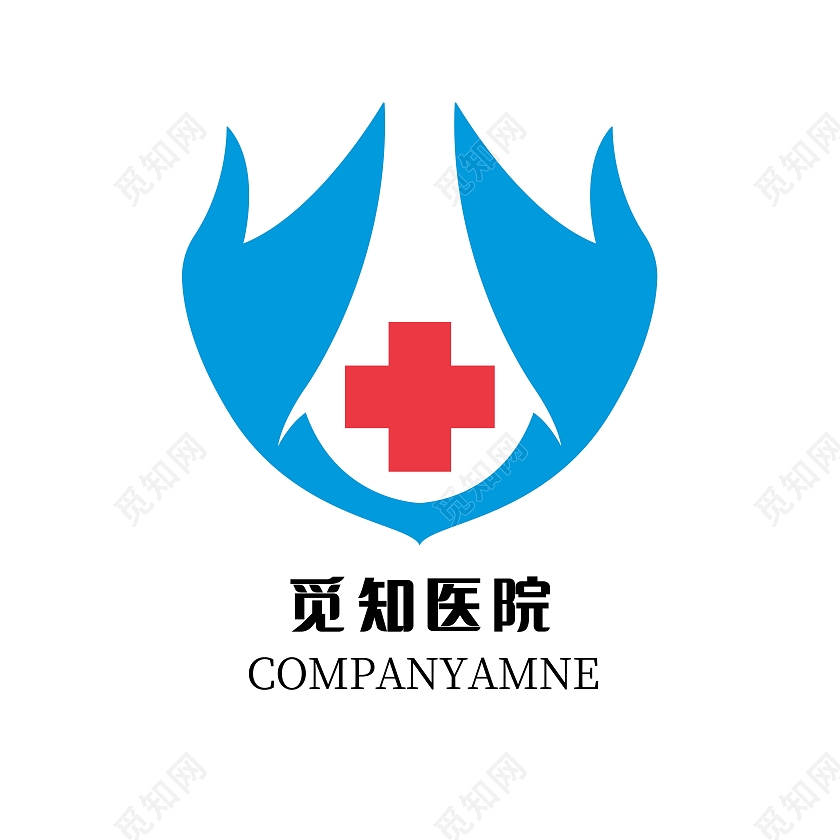 蓝色 扁平简约手绘 医院logo