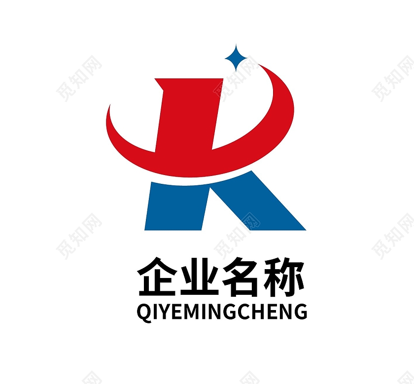 蓝色红色科技风格扁平风格企业 logo字母logo字母K