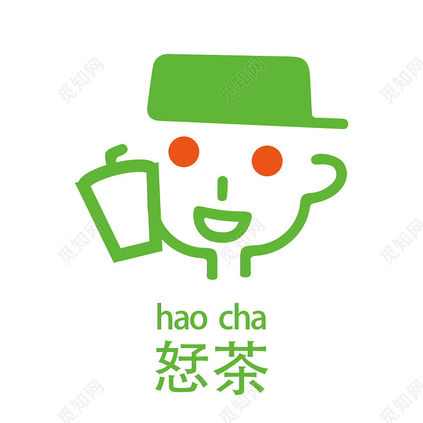 绿色卡通奶茶公司标识logo设计奶茶logo