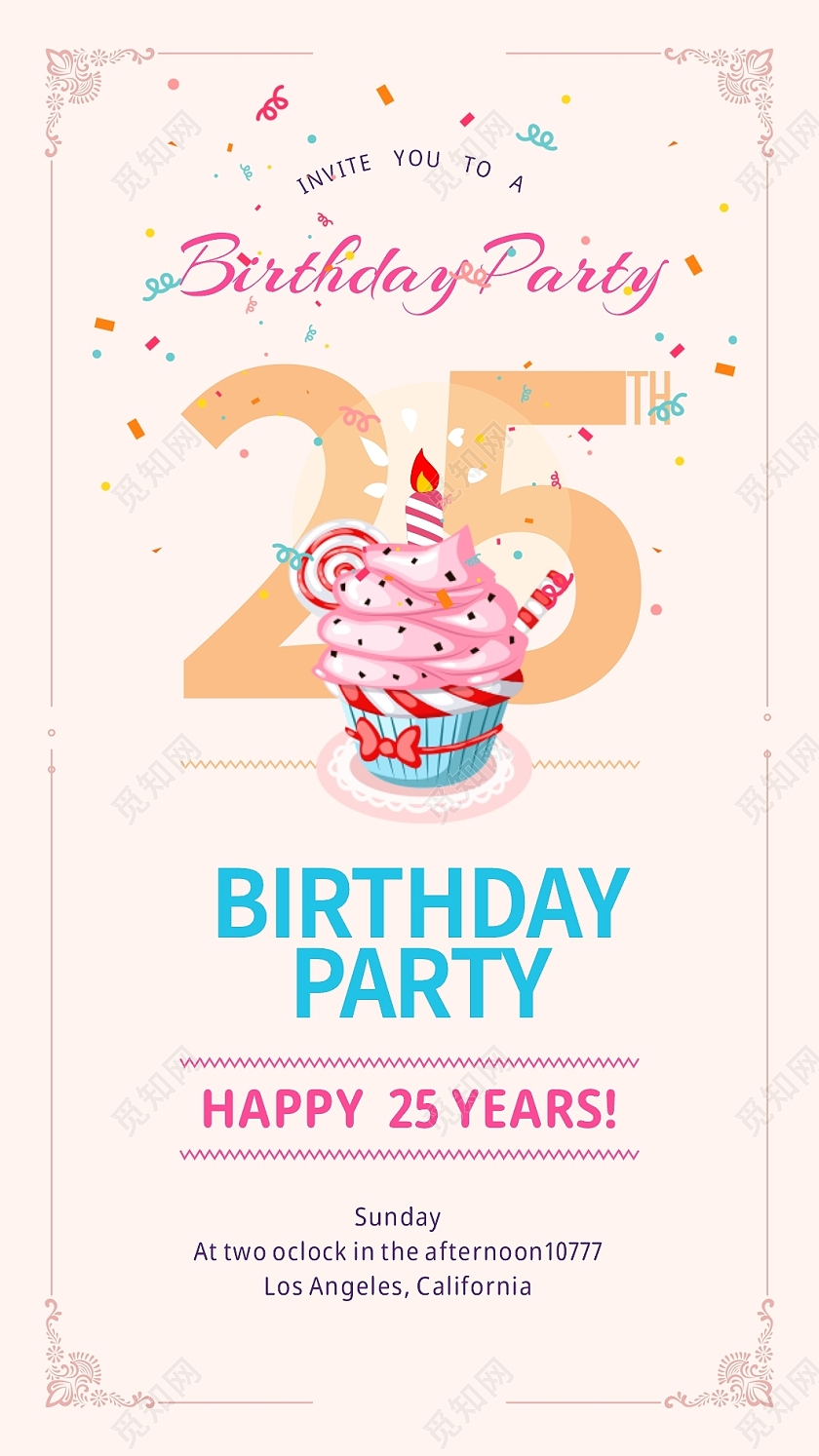 黄色玫瑰金英文生日贺卡彩带生日蛋糕欧式边框英文贺卡