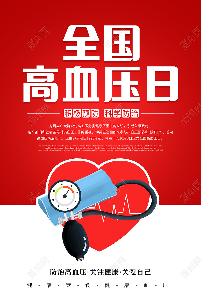 红色简约风全国高血压日公益宣传海报