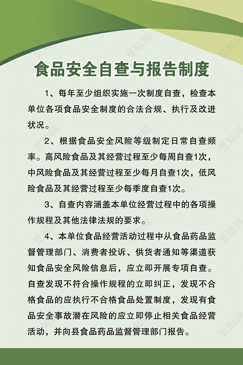 简洁大气绿色制度牌套图食品制度牌套图