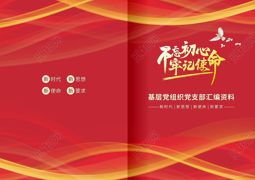 红色高档不忘初心牢记使命基层党组织党支部汇编资料党建封面