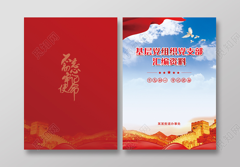 红色简约基层党组织党支部汇编资料党建封面画册封面