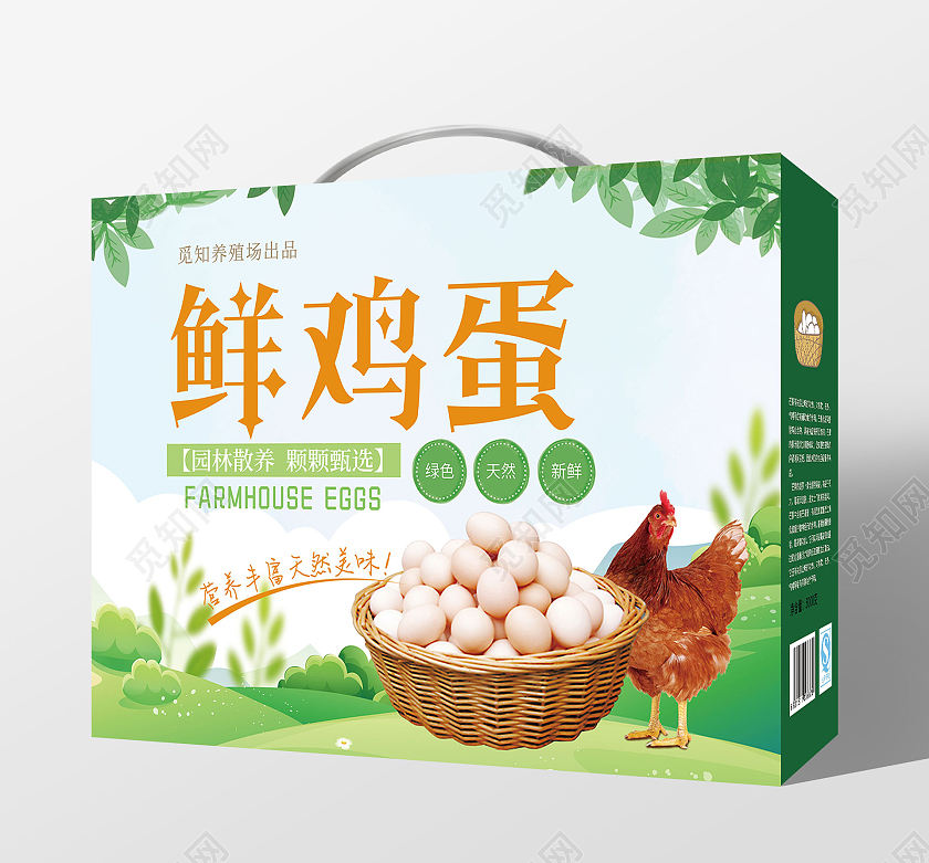 绿色有机鸡蛋鸡蛋手提盒包装鸡蛋包装
