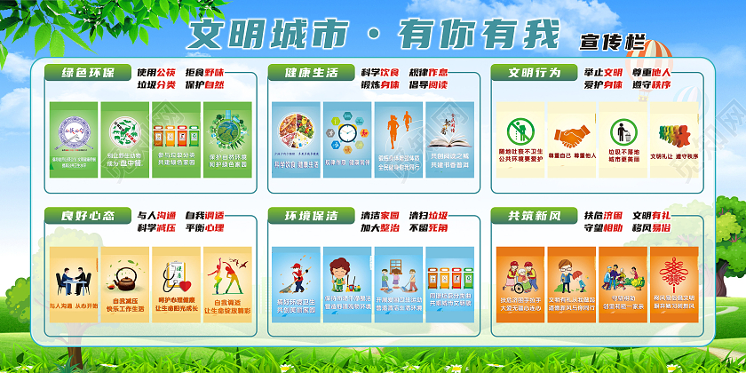 文明城市有你有我宣传栏展架画面文明城市宣传栏