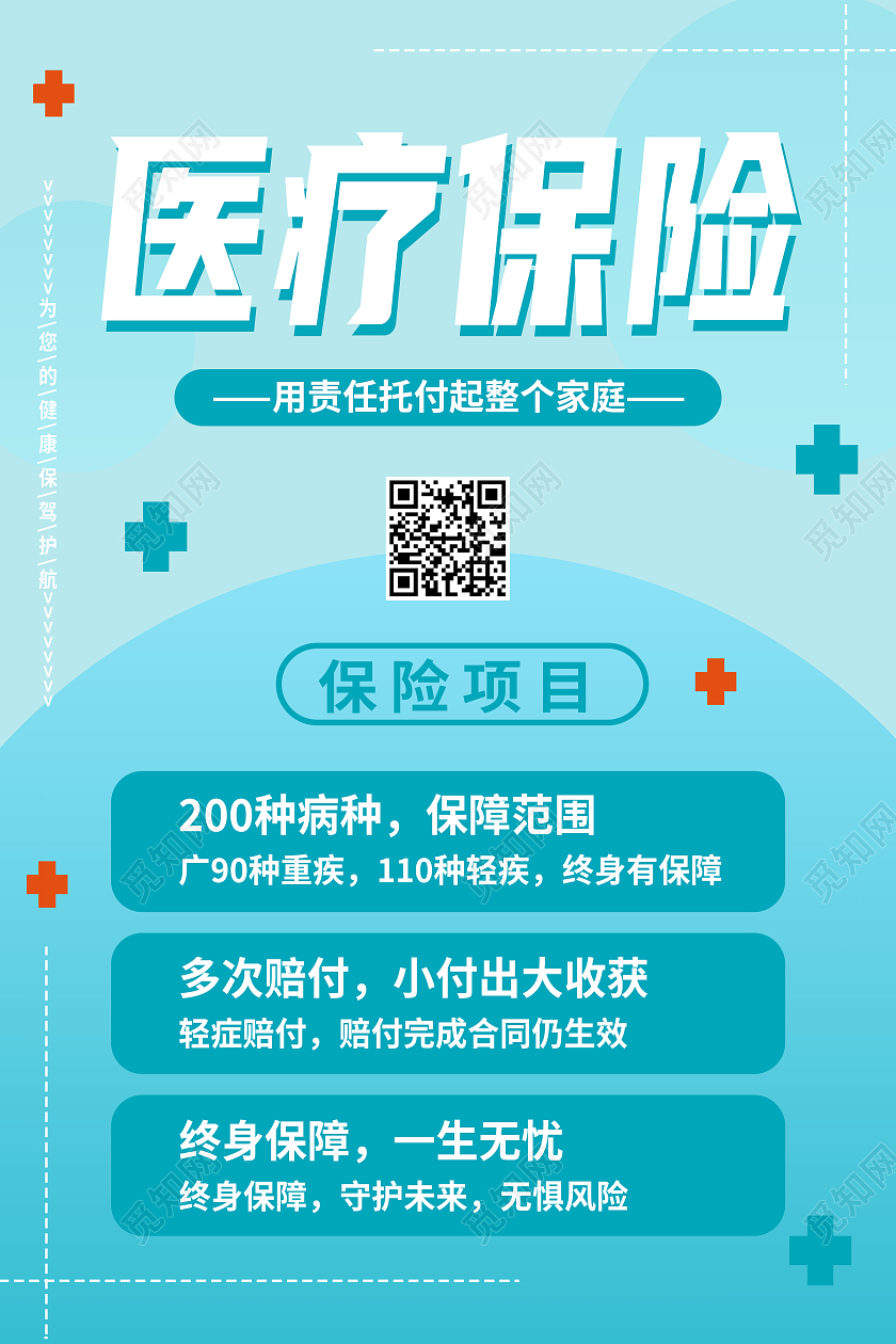 蓝色简约医疗保险保价护航医疗保险海报
