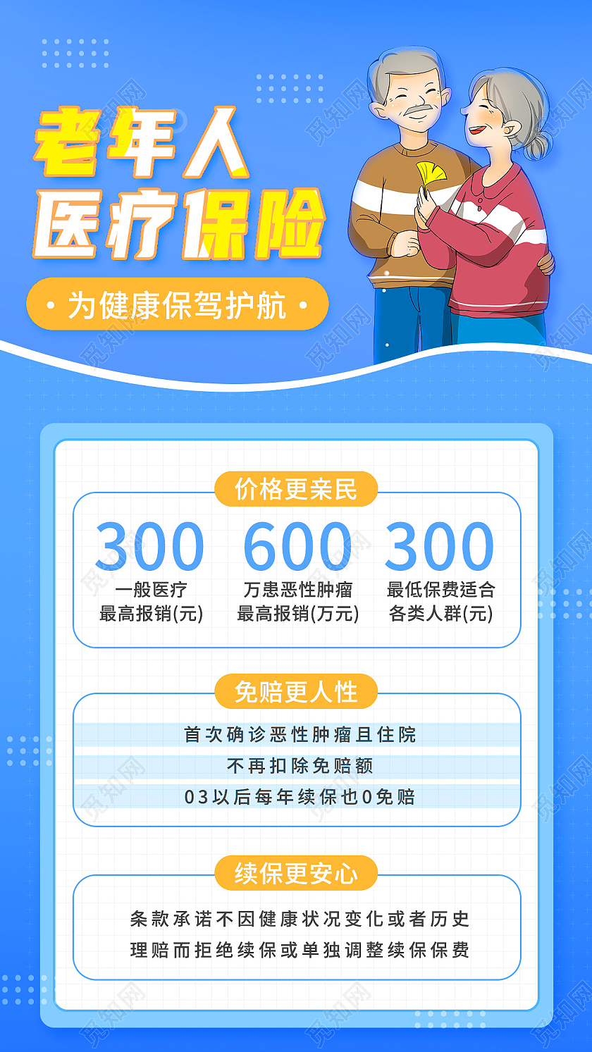 绿色简约老年人医疗保险医疗保险海报