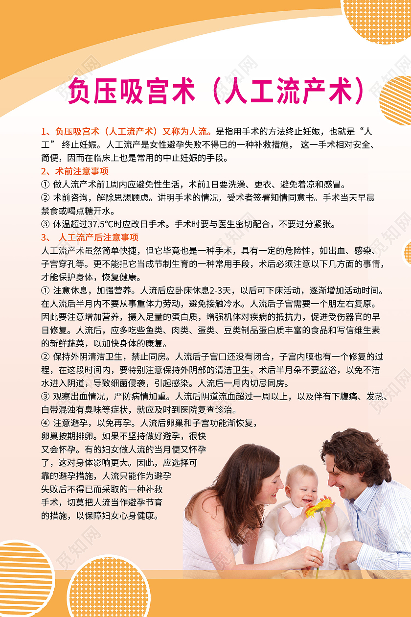 黄色简约风负压吸宫术人工流产术海报