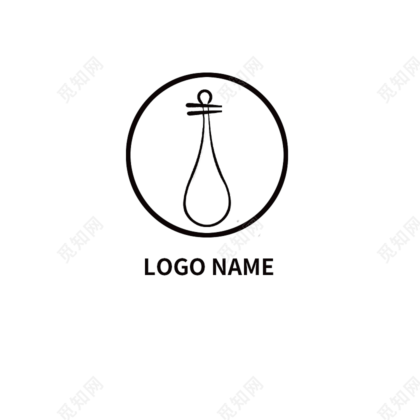 白色背景黑色标志logo name简约logo设计