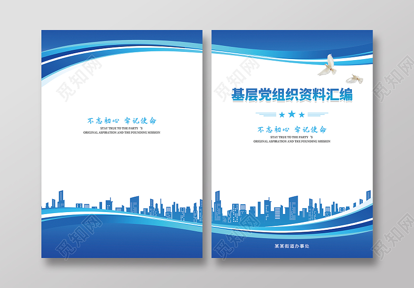 蓝色简约基层党组织资料汇编党建封面画册封面