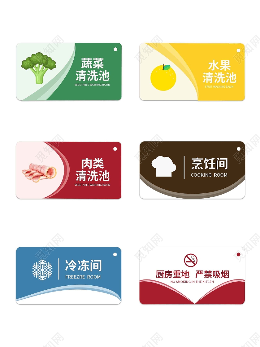 厨房标识蔬菜水果卡通厨师帽冷冻