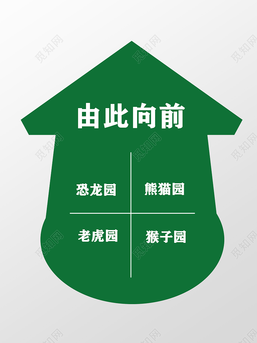 绿色简约大气时尚箭头地贴动物园
