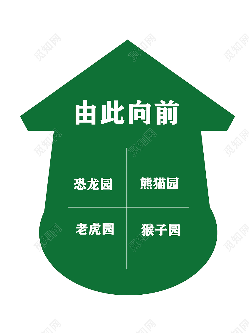 绿色简约大气时尚箭头地贴动物园