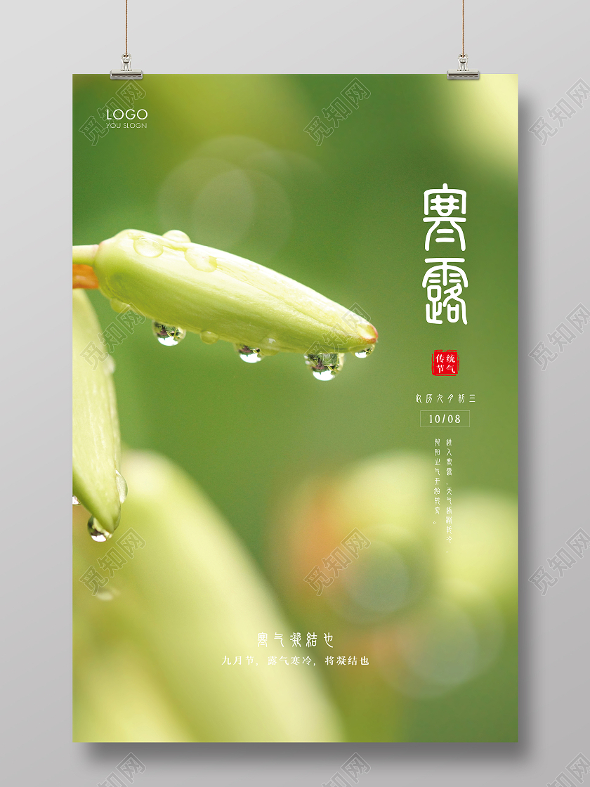 灰色中国风风格寒露寒露海报设计